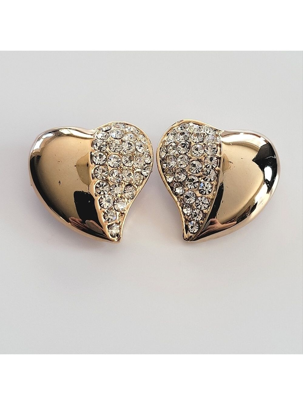 Gold Tone Heart Crystal Shoe Clips #2570